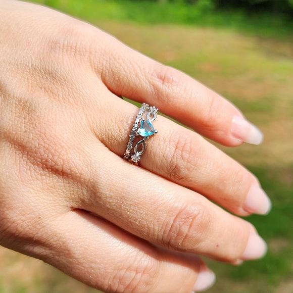 Blue Topaz, December Birthstone Ring, Promise Ring, - Picture 3 of 3